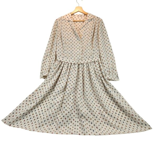 VTG 1950s Shirtwaist Dress Handmade Summer Cotton Fit & Flare Rockabilly Small - Picture 1 of 16